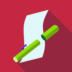 Tube for paper icon in flat style with long shadow. Packaging symbol vector illustration