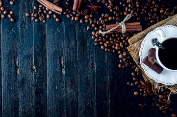 cup of italian espresso with cinnamon