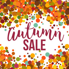 Fall Sale promo label. Autumnal confetti template for banner, poster, certificate. Vector illustration EPS10 © teirin