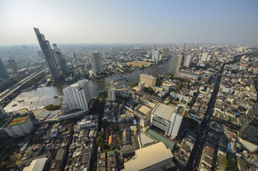 Fototapeta na wymiar Landscape of River in Bangkok city, Panorama