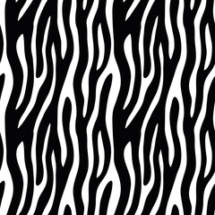 Fototapeta na wymiar Abstract animal print. Seamless vector pattern with zebra/tiger stripes. Textile repeating animal fur background.
