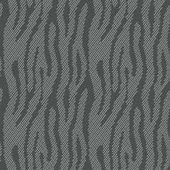 Abstract animal print. Seamless vector pattern with zebra/tiger stripes. Textile repeating animal fur background. Halftone stripes endless bachground.