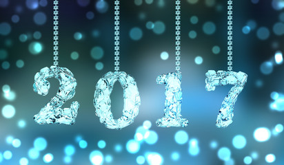 Happy new year 2017, 3D rendering
