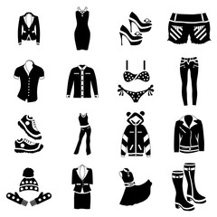 Woman clothes icons set in simple style. Woman wear set collection vector illustration