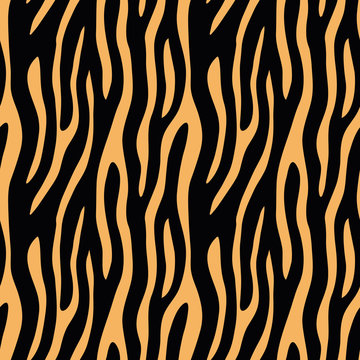 Abstract animal print. Seamless vector pattern with zebra/tiger stripes. Textile repeating animal fur background.