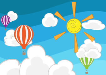 hot air balloon in the sky. vector illustration
