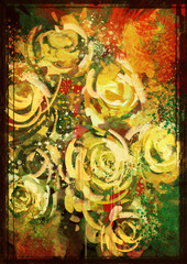 abstract flowers with grunge texture,digital painting