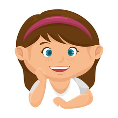 girl smiling happy child kid face cartoon vector illustration