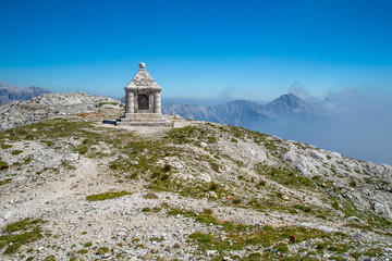 Monument of World War 1 on Mountain Peski, Mountain Krna, Julian Alps, Slovenia