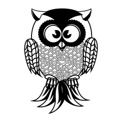 owl bird  cartoon animal nature cute wisdom vector illustration