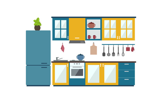 kitchen interior. flat style vector illustration