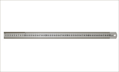 Metal building ruler, isolated on white background, realistic vector illustration