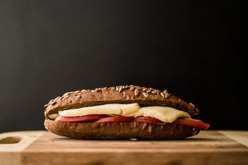 Light Sandwich with cheese and tomato.