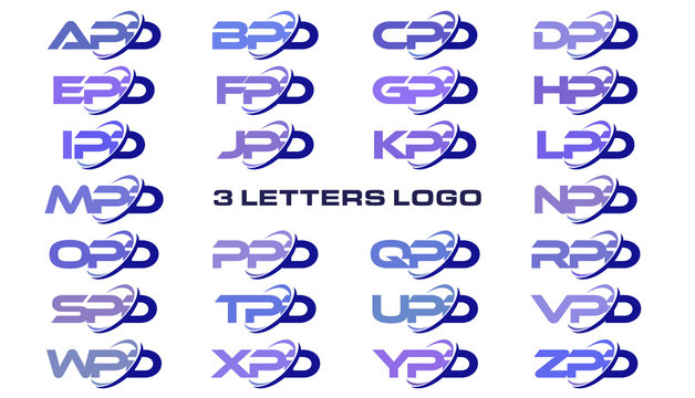 3 letters modern generic swoosh logo APD, BPD, CPD, DPD, EPD, FPD, GPD, HPD, IPD, JPD, KPD, LPD, MPD, NPD, OPD, PPD, QPD, RPD, SPD, TPD, UPD, VPD, WPD, XPD, YPD, ZPD