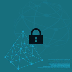 Flat paper cut style icon of a lock