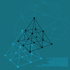 Wire frame shape. Pyramid with connected lines and dots