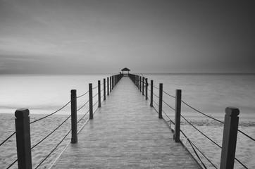 Black and White view at fisherman jetty.