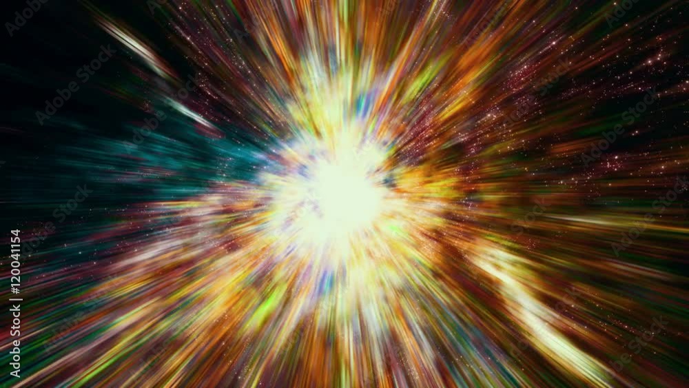 Canvas Prints Space 2194: Flying through star fields and galaxies in deep space as a supernova bursts light (Loop).