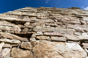 stone wall in Chavin de Huantar, Peru