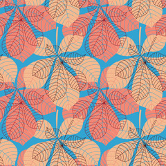 Fototapeta na wymiar Seamless background with colorful autumn leaves. Vector illustration.