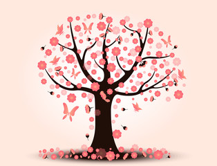 Obraz na płótnie Canvas Decorative beautiful cherry blossom with background