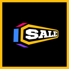 Exclusive Sale vector banner. Shoping tag, background and coupon. Modern retro sport style logotype poster.