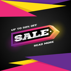 Obraz premium Exclusive Sale vector banner. Shoping tag, background and coupon. Modern retro sport style logotype poster.