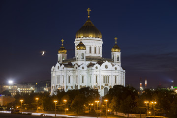 Fototapeta na wymiar The Cathedral of Christ the Savior moonlit night, Moscow, Russia