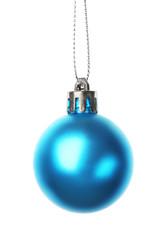 Blue Christmas ball isolated on white