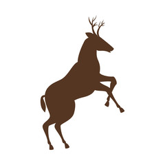 brown deer  with horns and running. wildlife animal. vector illustration