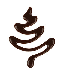 Drawn chocolate Christmas tree on white background