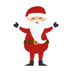 santa claus man with white beard and open arms. christmas cartoon symbol. vector illustration