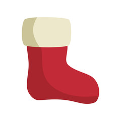red sock christmas season traditional decoration. vector illustration