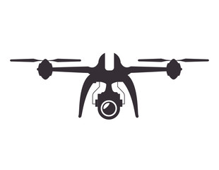 drone device unmanned aircraft  with portable camera. silhouette vector illustration