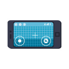 smartphone mobile technology device with control game in screen. vector illustration