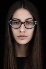Fototapeta na wymiar Natural brunette beauty with glasses