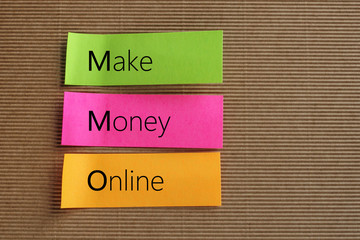 Make Money Online text on colorful sticky notes