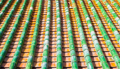 Chinese architecture roof decorate with bamboo pattern
Tile bamboo Roof Detail 
Traditional old house