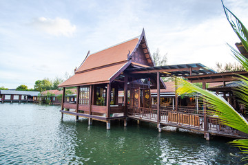 Thai House near the pond, Thailand culture