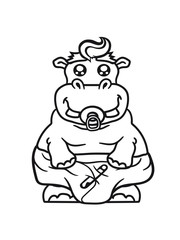 baby pacifier little funny sweet cute thick comic cartoon hippopotamus fat hippo