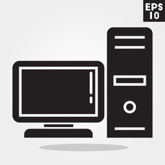 Computer desktop icon in trendy flat style isolated on grey background. Computer desktop symbol for your design, logo, UI. Vector illustration, EPS10.