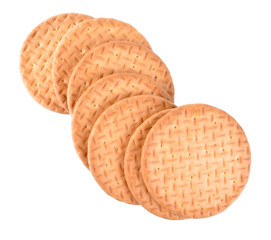 Big round delicious biscuits on a white background