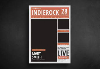 Indie Rock Newspaper-Style Flyer