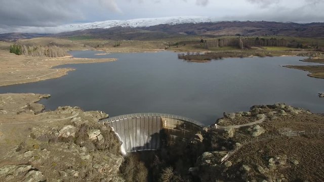 Aerial view of Butchers Dam in Central Otago, New Zealand