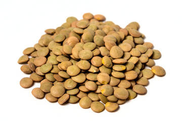 Lentils isolated on white