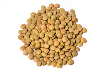 Lentils isolated on white