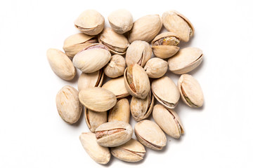 Pistachios isolated on white