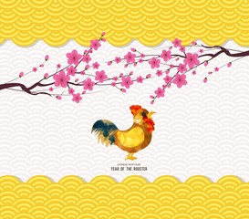 Chinese new year 2017 rooster and pattern background