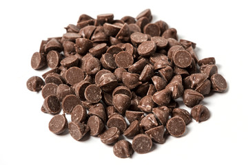 Carob chips isolated on white