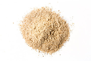 Whole wheat flour isolated on white